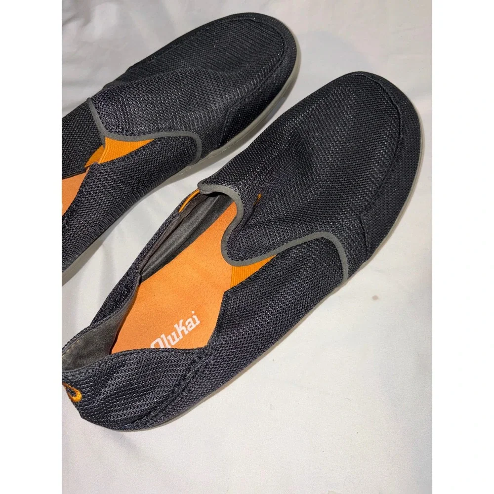 OluKai Nohea Mesh Mens Slip On Shoes Black Orange 10188-4242 Size 13
